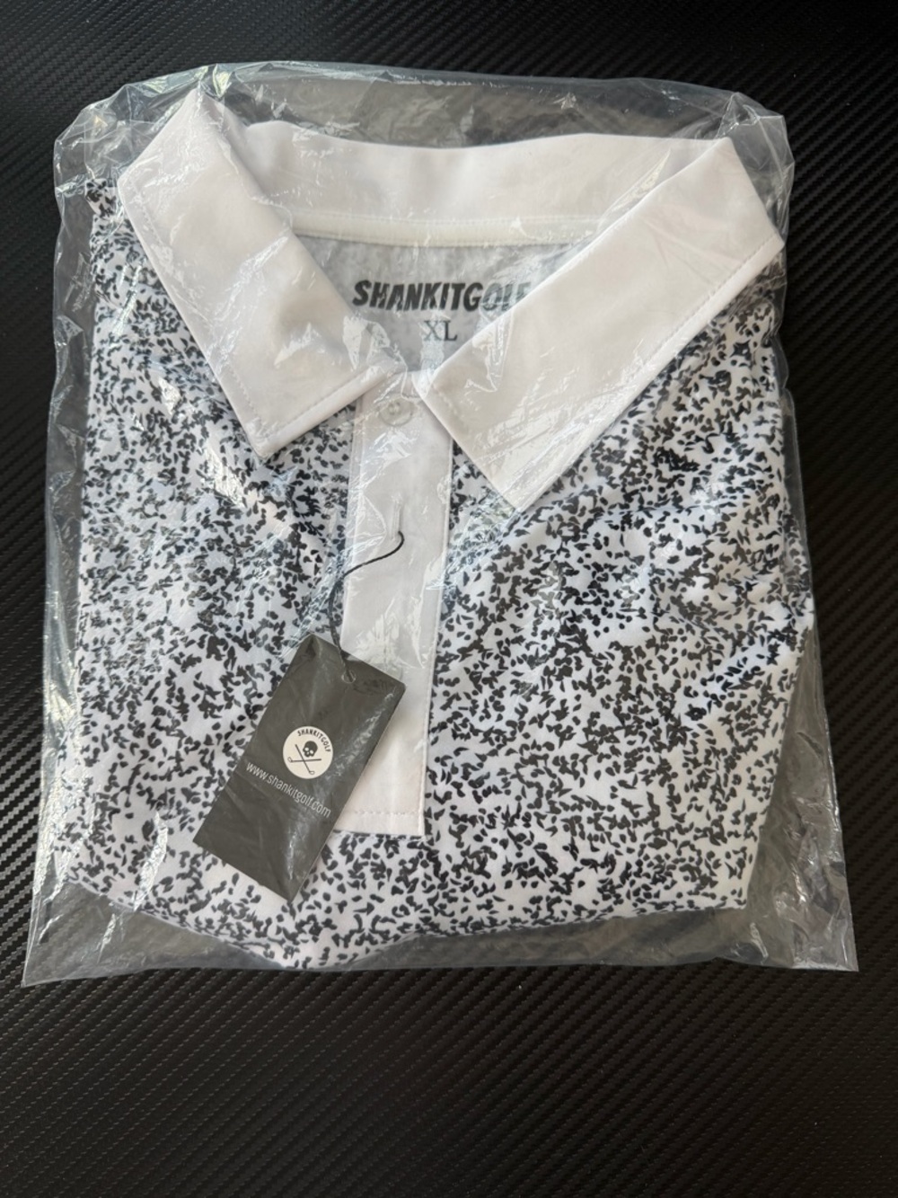 Black & White Printed Polo Shirt - XL